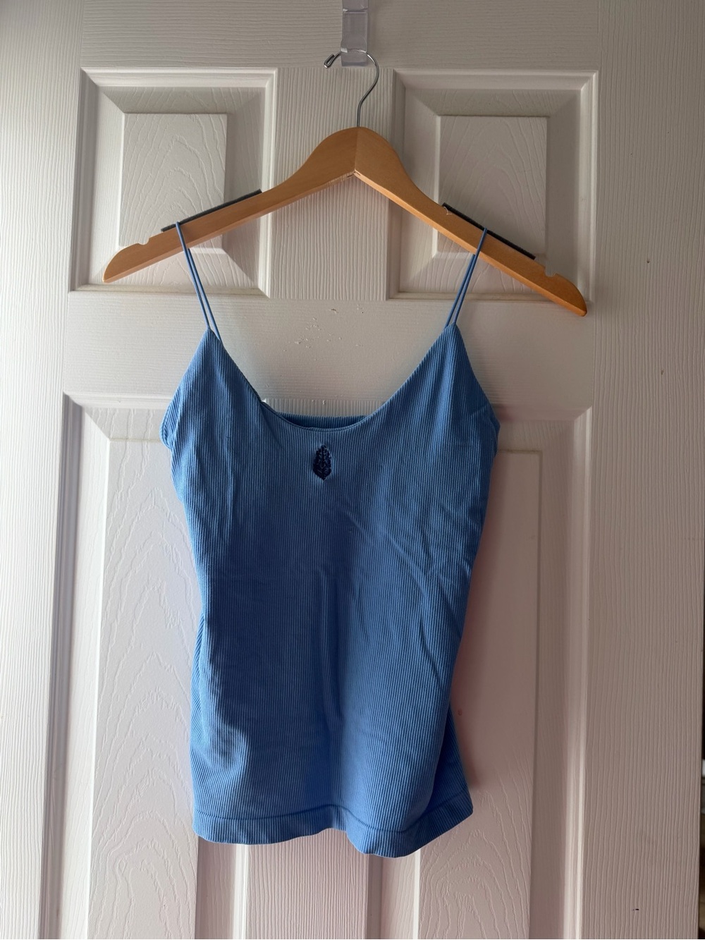 FP Movement by Free People Light Blue Ribbed Spaghetti-Strap Tank